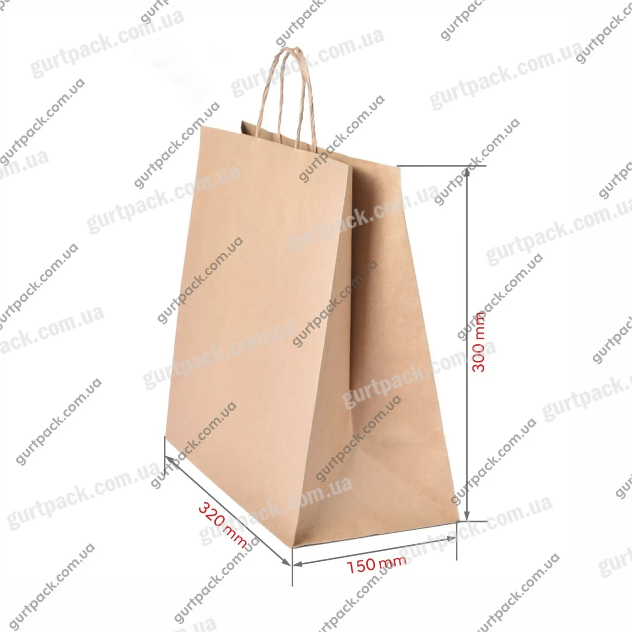 Пакет паперовий крафт 320*150*300 з ручкою - 1