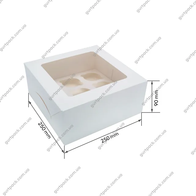 Коробка на капкейки 9 шт біла 250*250*90 - 1