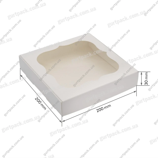 Коробка кондитерська біла 200*200*30 Т4 - 1