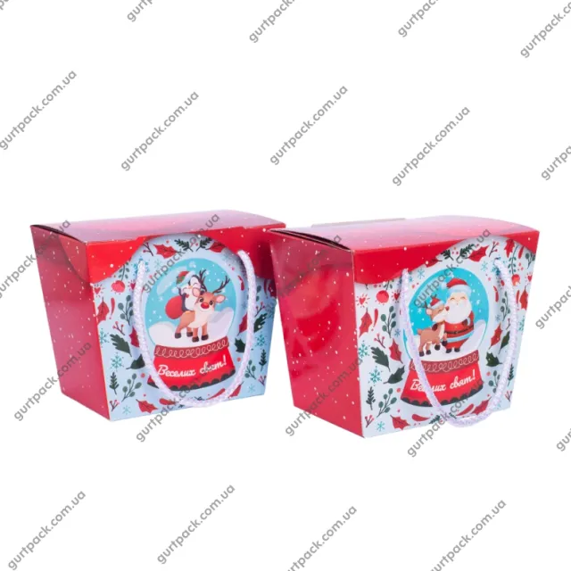 Коробка з ручками-шнурками 700г Червона Н73 - 1