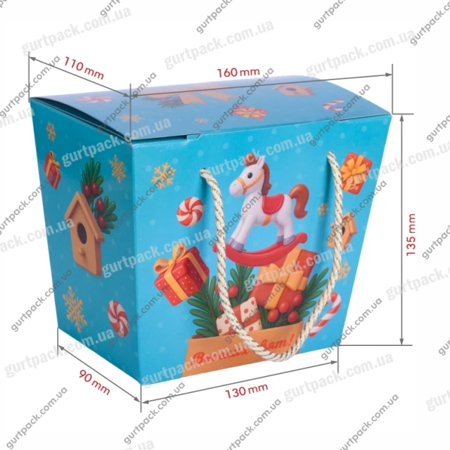 Коробка з ручками-шнурками 700г Бірюза Н72-2 - 2