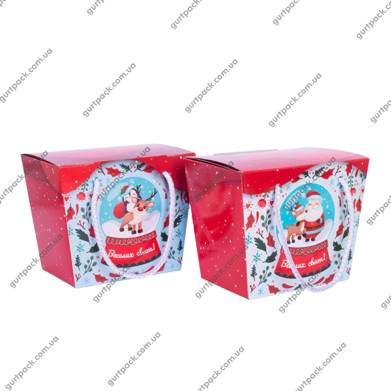 Коробка з ручками-шнурками 700г Червона Н73 - 1