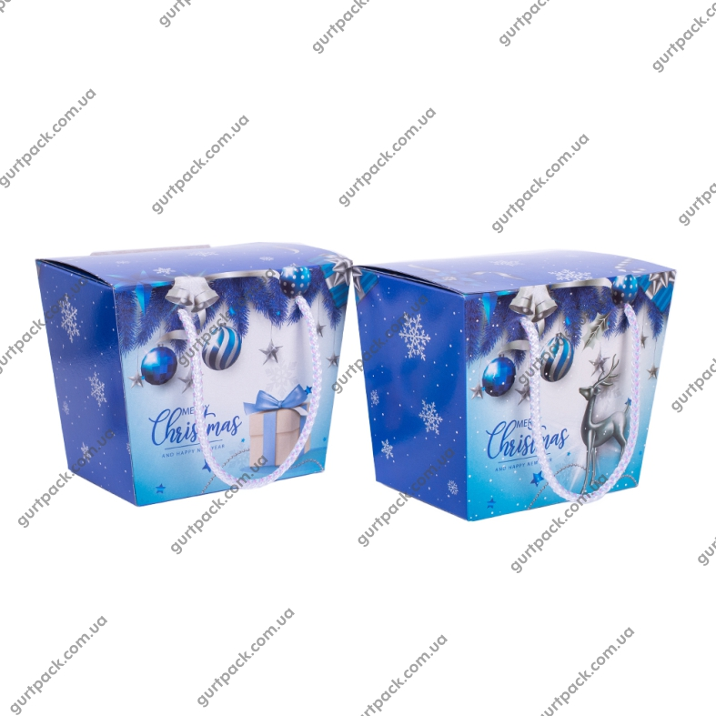 Коробка с ручками-шнурками 700г Синяя Н72 - 1