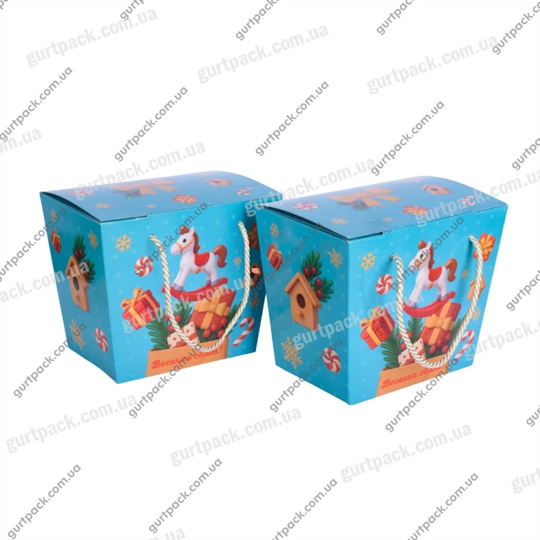 Коробка з ручками-шнурками 700г Бірюза Н72-2 - 1